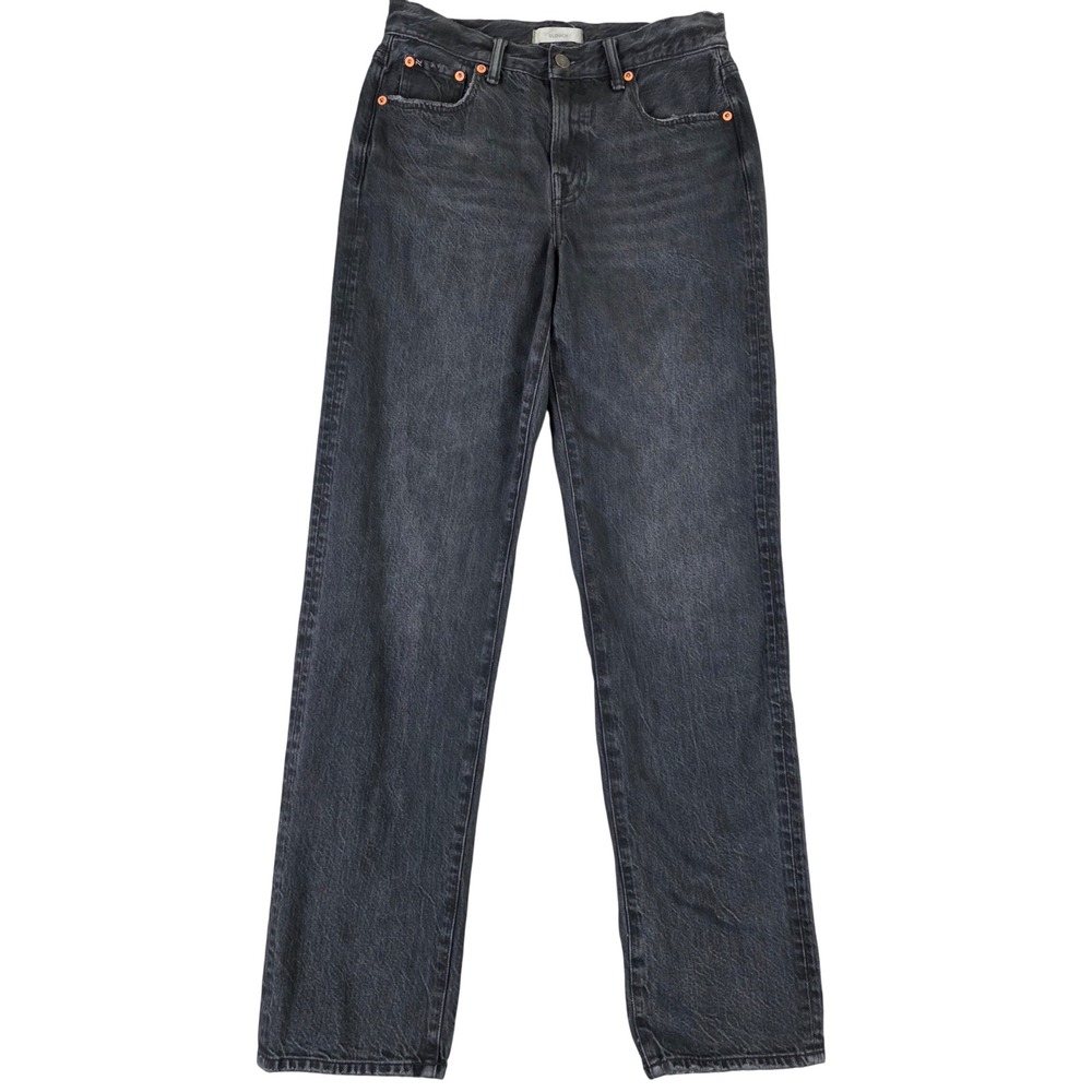 AE77 Denim Slouch Regular Standard Jeans Womens 2 Black Organic Cotton High Rise